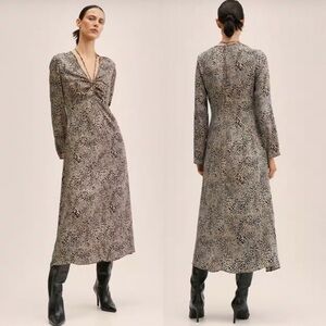 Mango animal print long sleeve maxi dress cheetah leopard print size medium